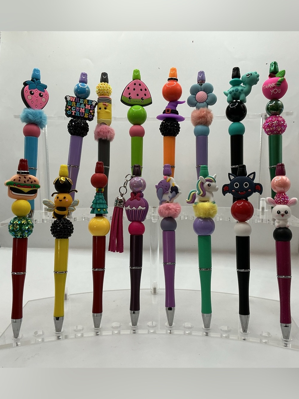 10 KIDS PENS-BEADED DECORATIVE HANDMADE-GREAT VALUE! RANDOM BUT SUGGESTED CHOICE